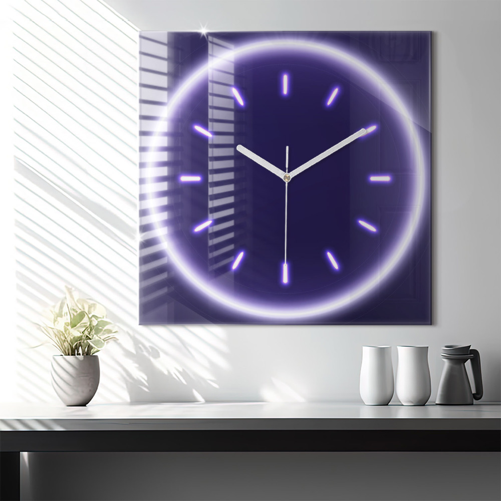 Szögletes üvegóra 60x60 Neon vonalak