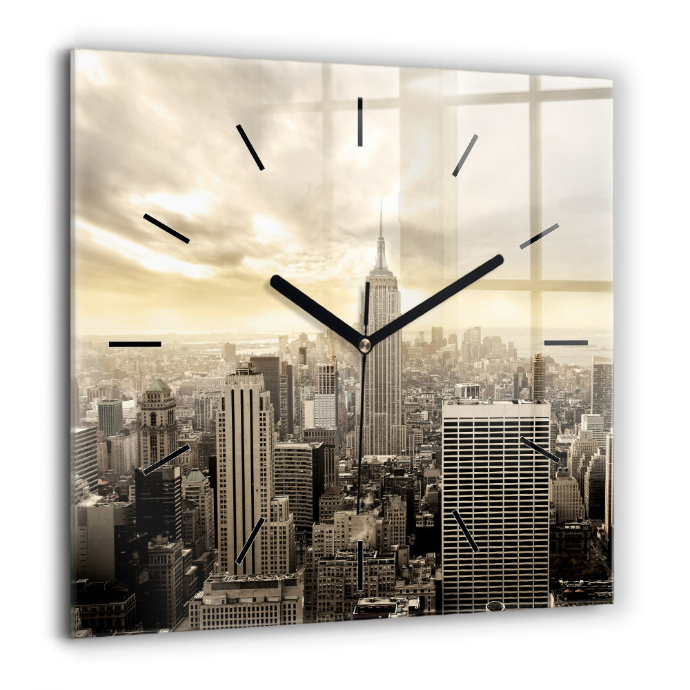 Négyzet alakú üvegóra 60x60 New York-i tornyok