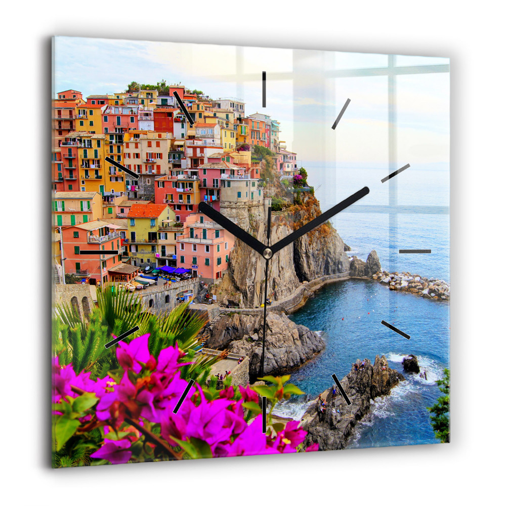 Négyzetes üvegóra 60x60 Cinque Terre partja