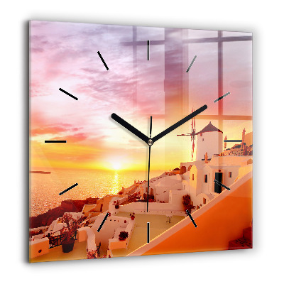 Négyzet alakú üvegóra 60x60 Régi szélmalom Szantoriniben