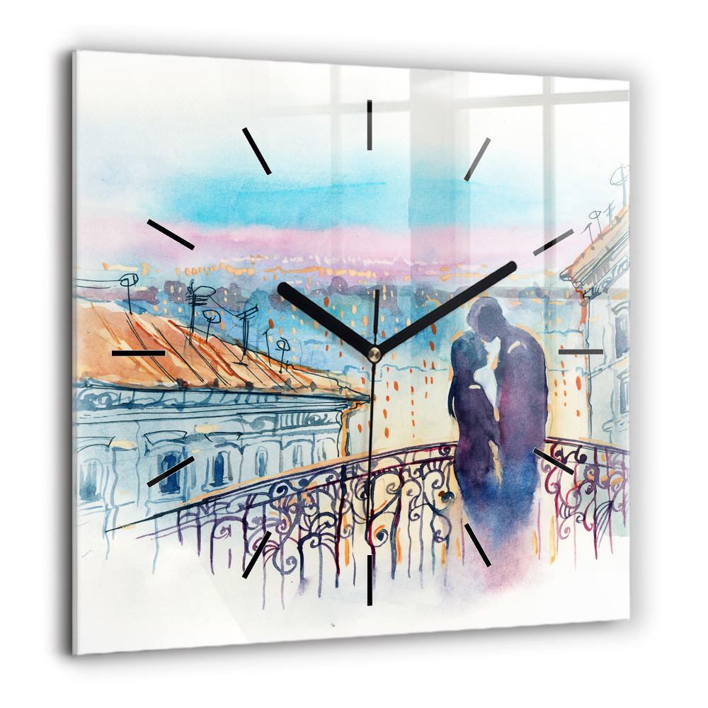 Négyzet alakú üvegóra 60x60 Emberek akvarellen