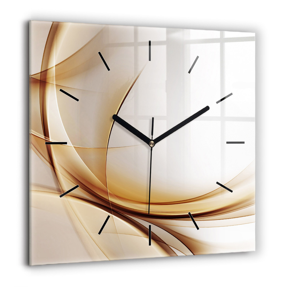 Négyzetes üvegóra 60x60 Arany absztrakció