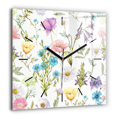 Szögletes fali üvegóra 60x60 Virágok kompozíciója