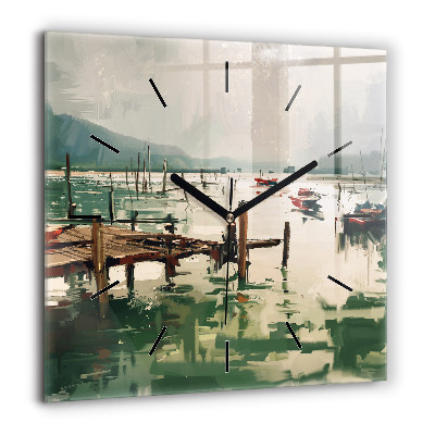 Négyzet alakú üvegóra 60x60 Halászhajók a kikötőben