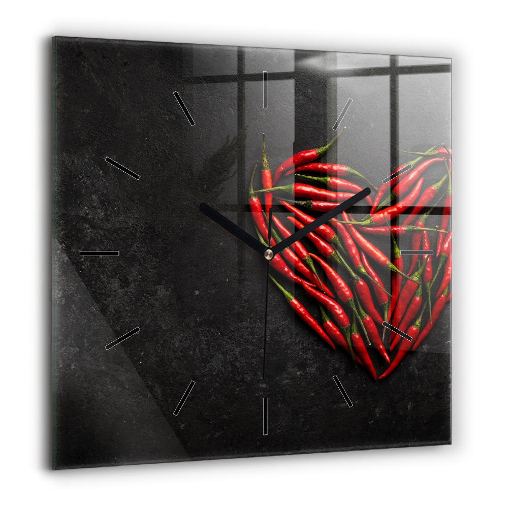 Négyzetes üvegóra 60x60 Paprikából készült szív