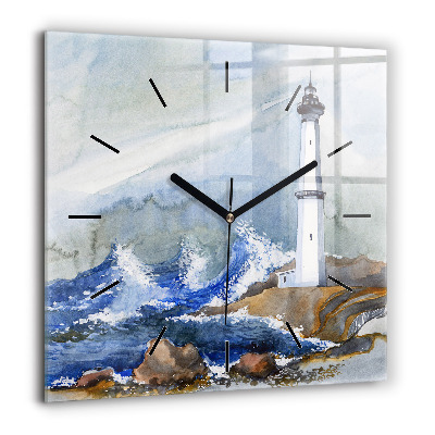 Szögletes fali üvegóra 60x60 Tenger és világítótorony