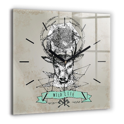 Szögletes fali üvegóra 60x60 Szarvas fej