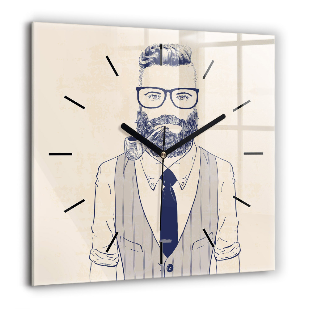 Négyzet alakú üvegóra 60x60 Szakállas férfi