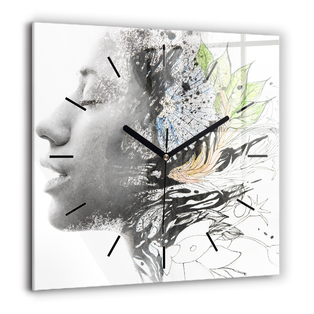 Szögletes fali üvegóra 60x60 Absztrakt női arc