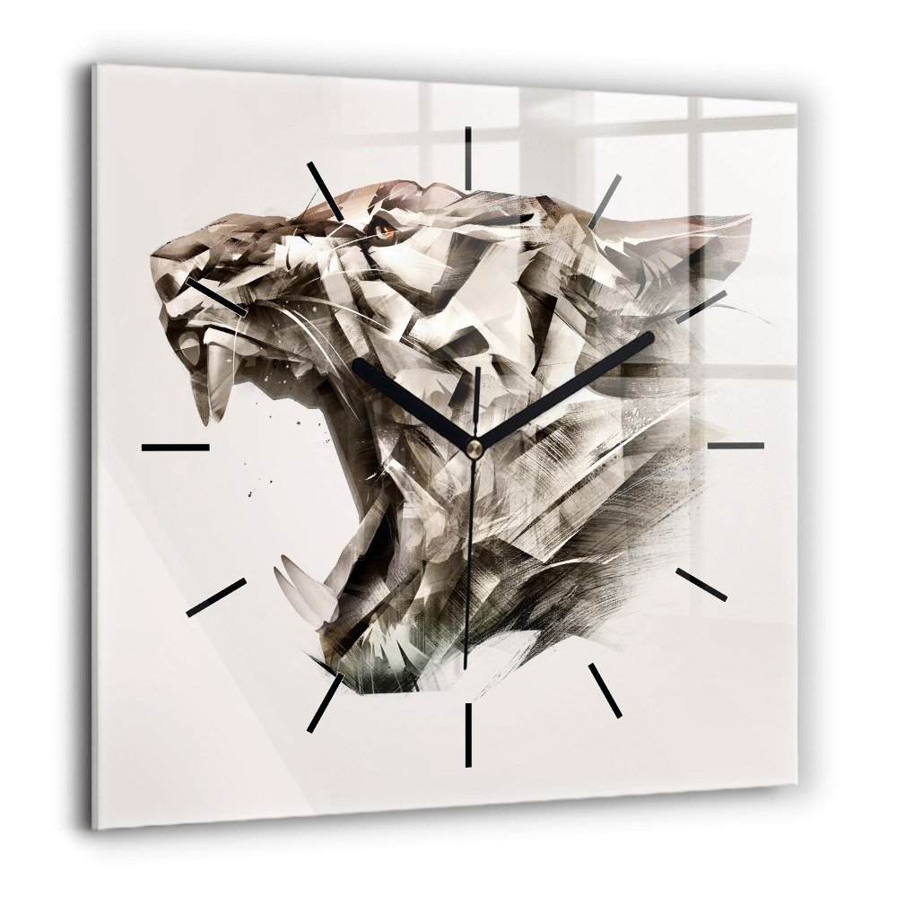 Négyzetes üvegóra 60x60 Festett portré egy tigris