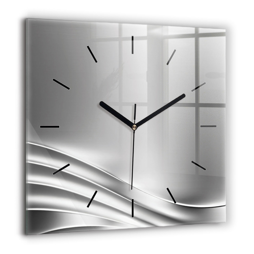 Négyzetes üvegóra 60x60 Ezüst absztrakció