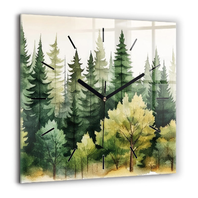 Szögletes fali üvegóra 60x60 Tájképi erdő