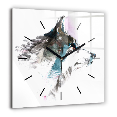 Szögletes fali üvegóra 60x60 Egy festett farkas profilja