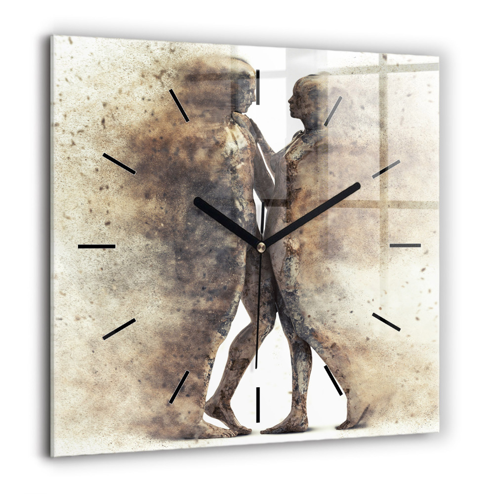 Négyzetes üvegóra 60x60 Absztrakt emberek homok