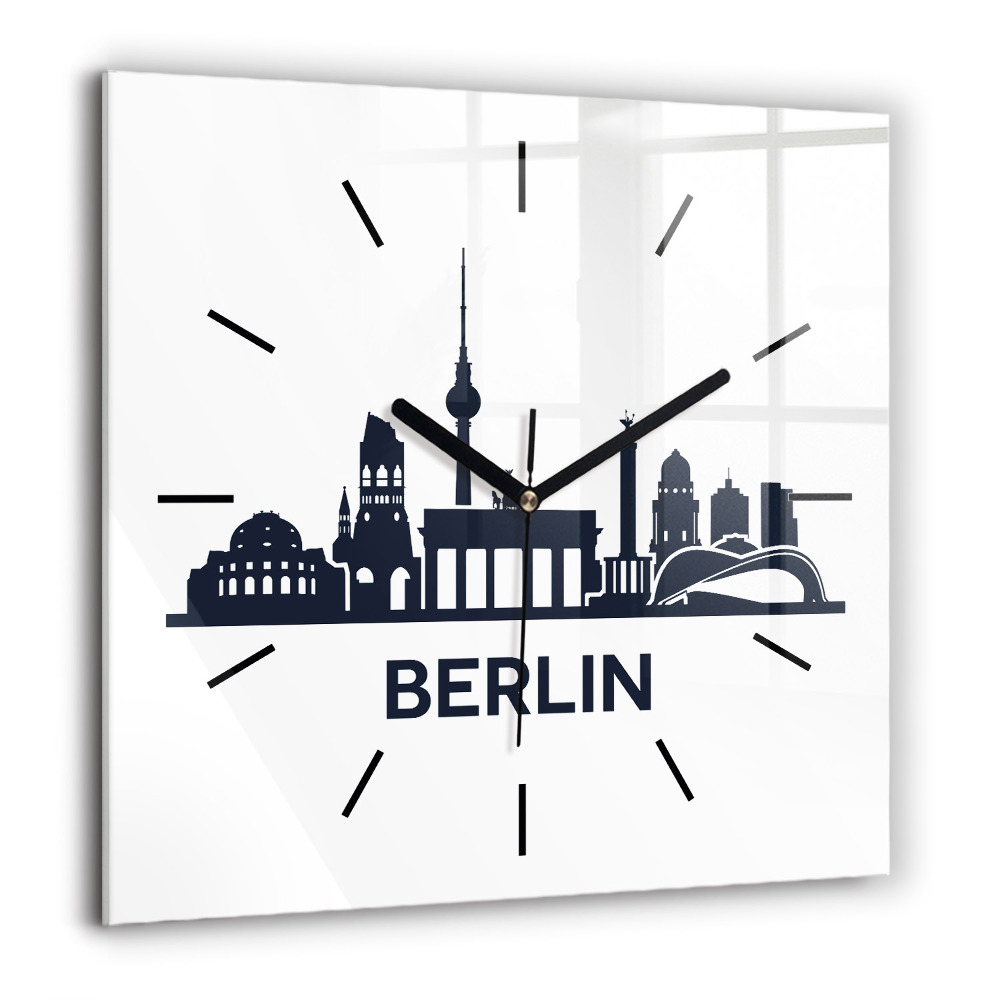 Négyzetes üvegóra 60x60 Berlin városának illusztrációja