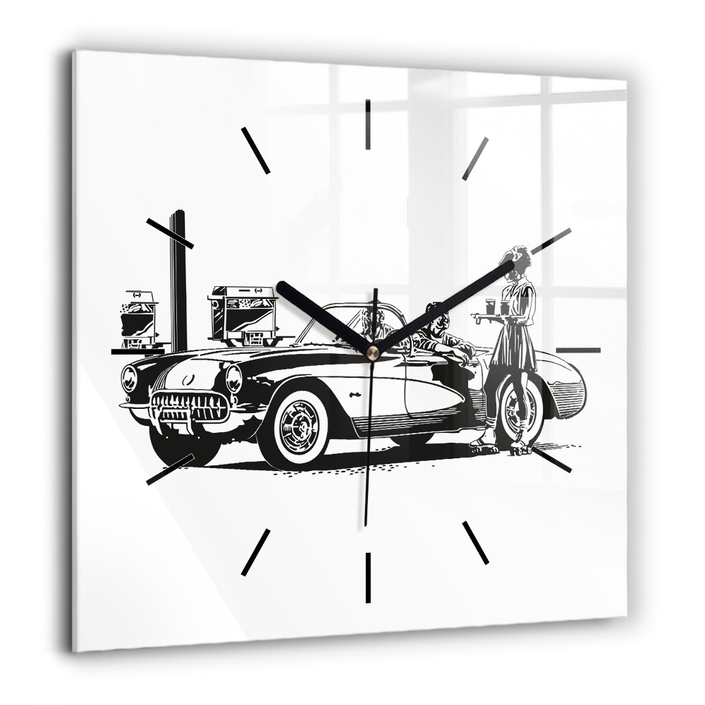 Szögletes fali üvegóra 60x60 Retro illusztráció