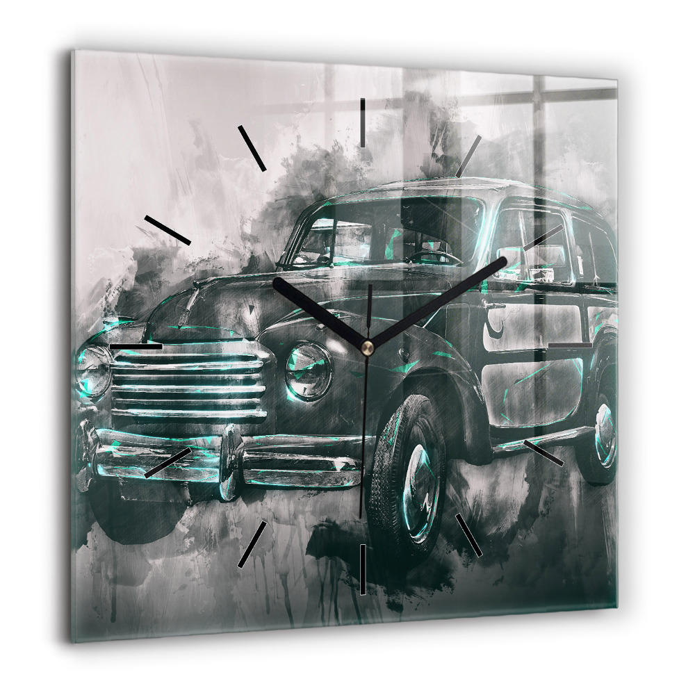Szögletes fali üvegóra 60x60 Old-School autó