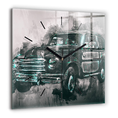 Szögletes fali üvegóra 60x60 Old-School autó
