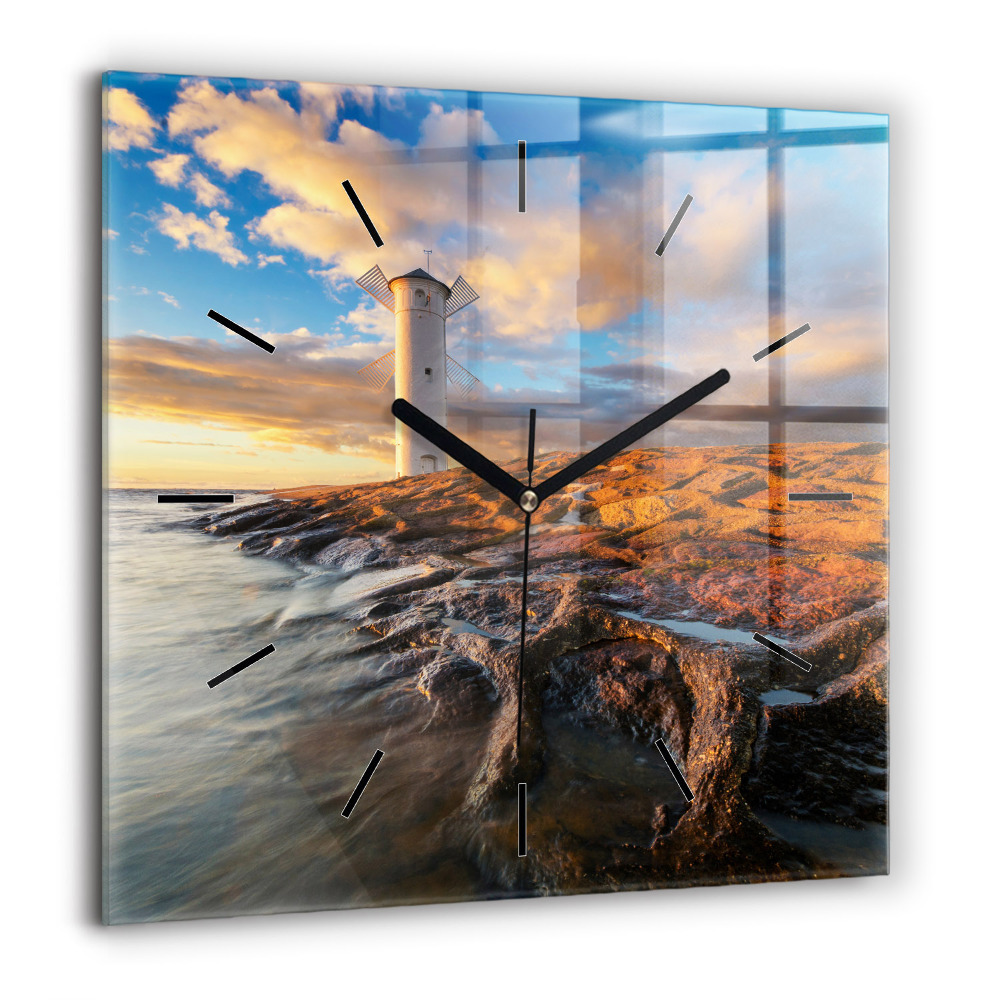 Szögletes fali üvegóra 60x60 Világítótorony és a Balti-tenger