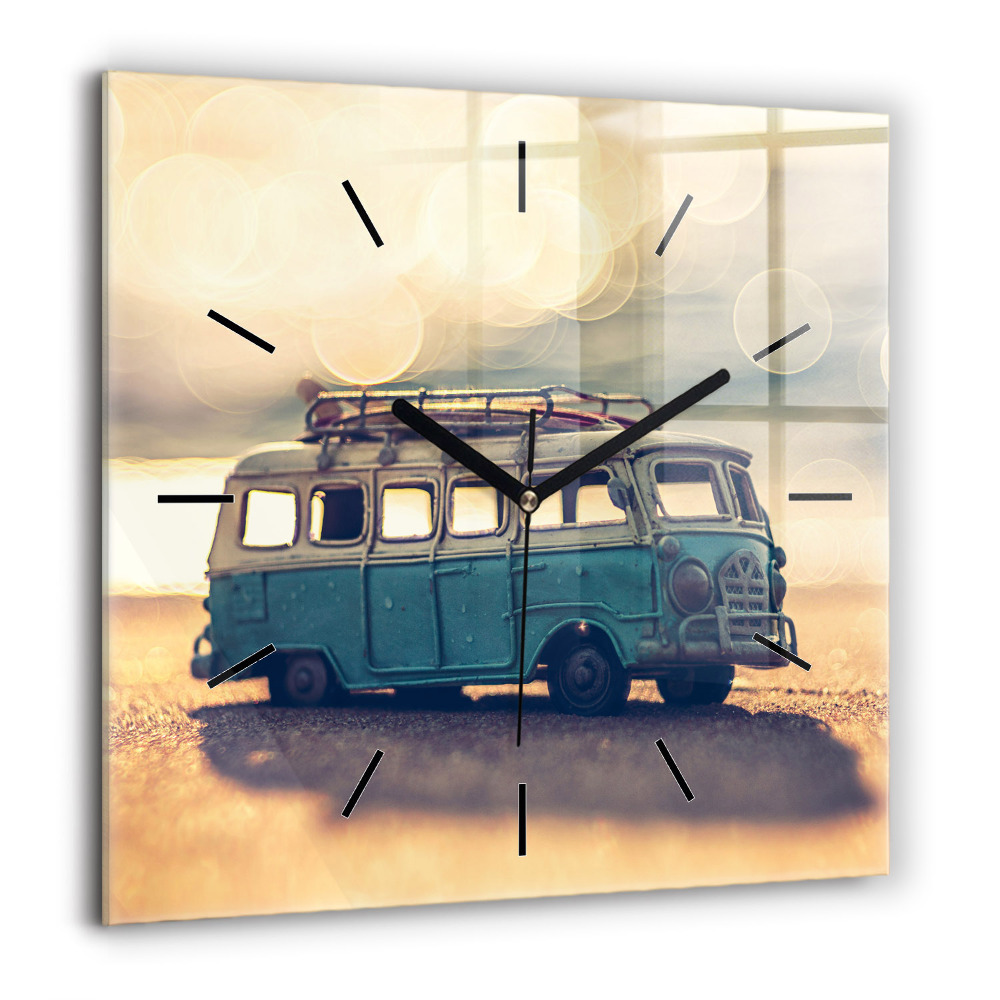 Négyzetes üvegóra 60x60 Lakókocsi a tengerparton