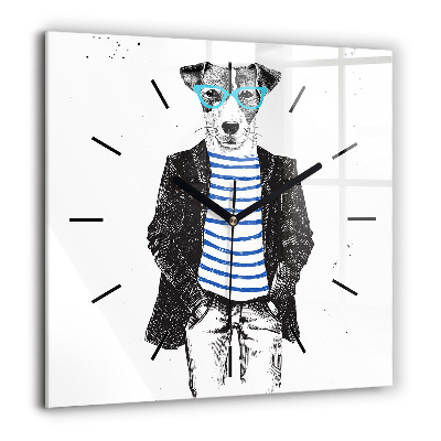 Négyzetes üvegóra 60x60 Kutya emberi testben