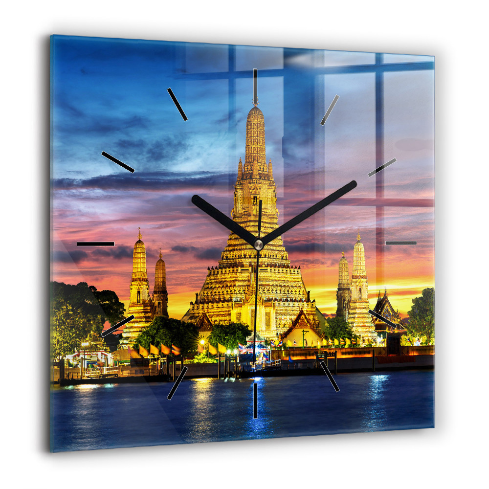 Négyzetes üvegóra 60x60 Templom Bangkokban
