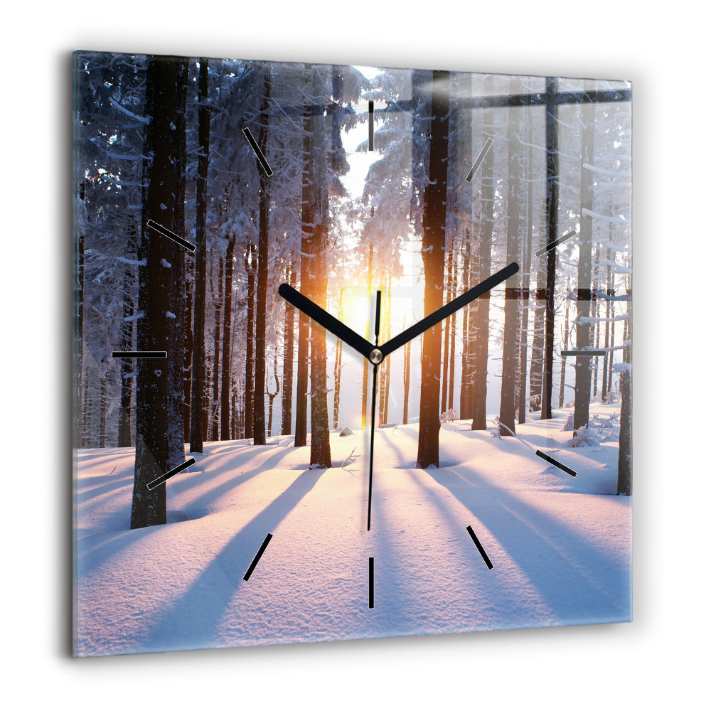 Négyzet alakú üvegóra 60x60 Naplemente erdő