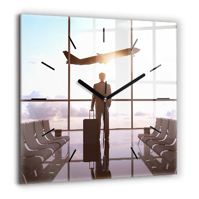 Négyzetes üvegóra 60x60 Férfi a repülőtéren