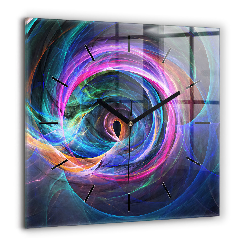 Négyzetes üvegóra 60x60 Színes fraktál