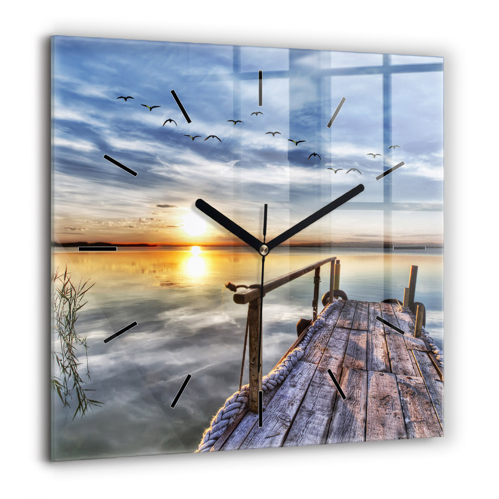 Szögletes fali üvegóra 60x60 Naplemente tó