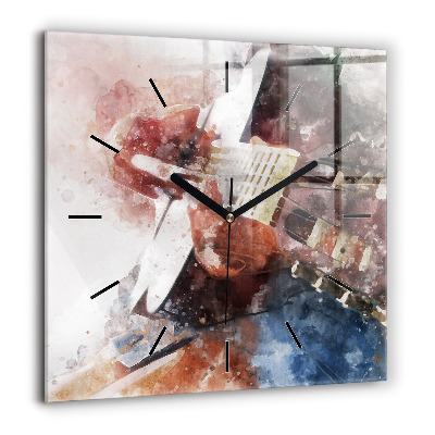 Négyzet alakú üvegóra 60x60 Gitár vizualizáció