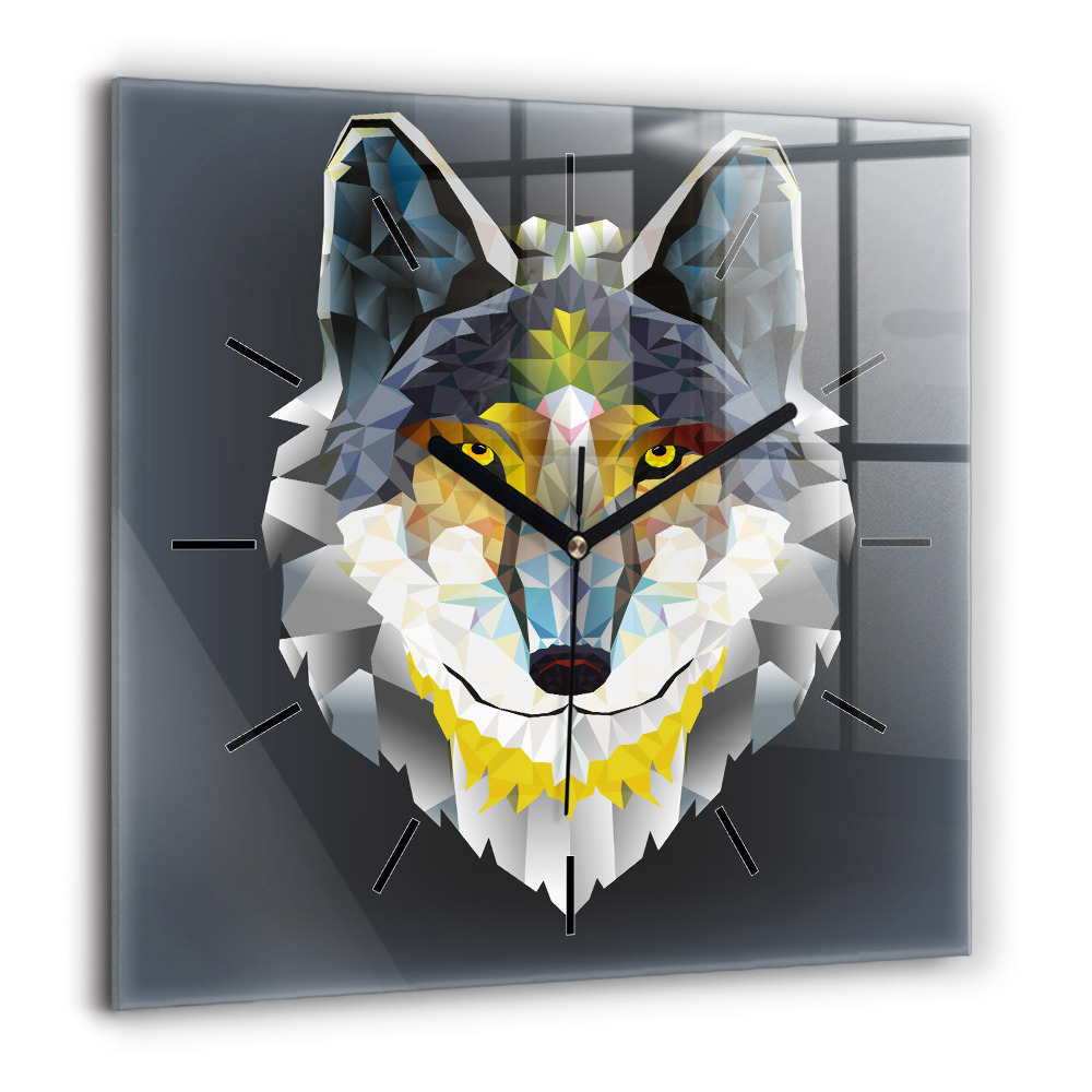 Szögletes üvegóra 60x60 Farkas fej