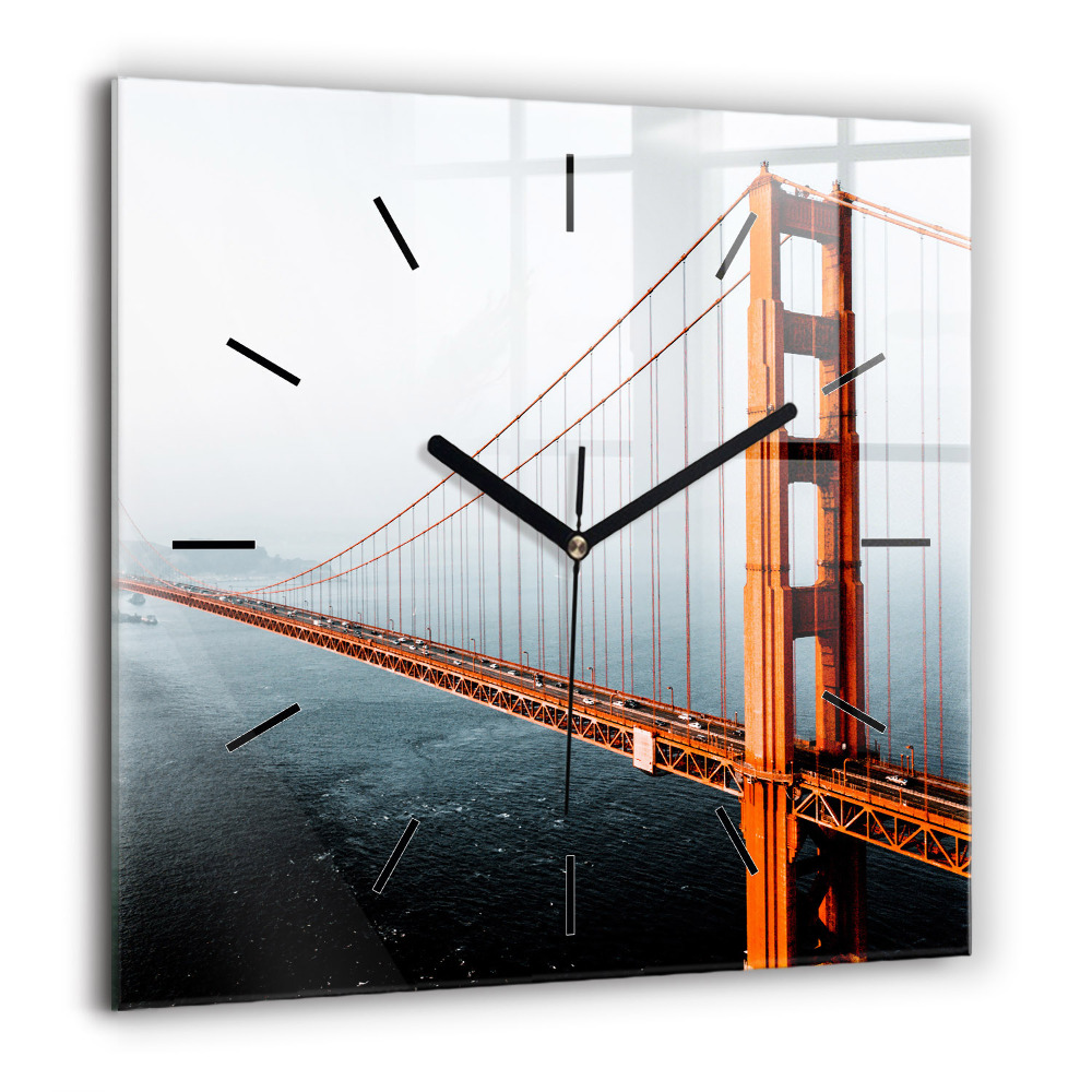 Négyzetes üvegóra 60x60 Golden Gate híd