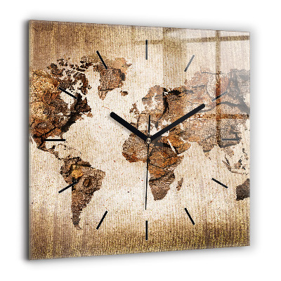 Szögletes üvegóra 60x60 Vintage világtérkép