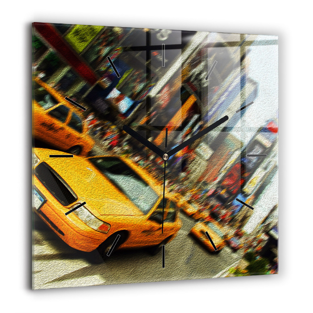Négyzetes üvegóra 60x60 New York-i taxik