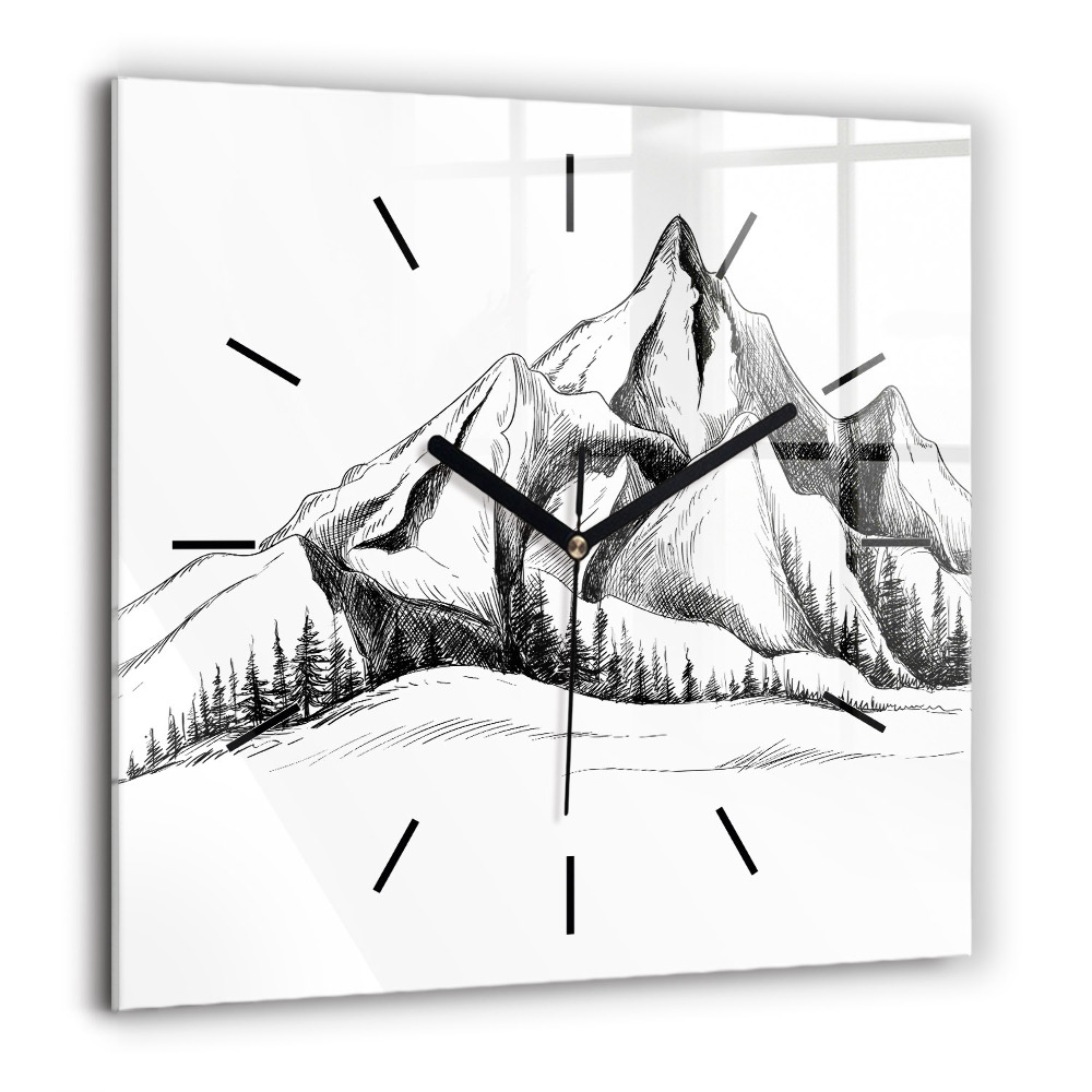 Szögletes fali üvegóra 60x60 Rajzolt hegyek