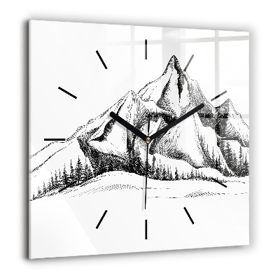 Szögletes fali üvegóra 60x60 Rajzolt hegyek