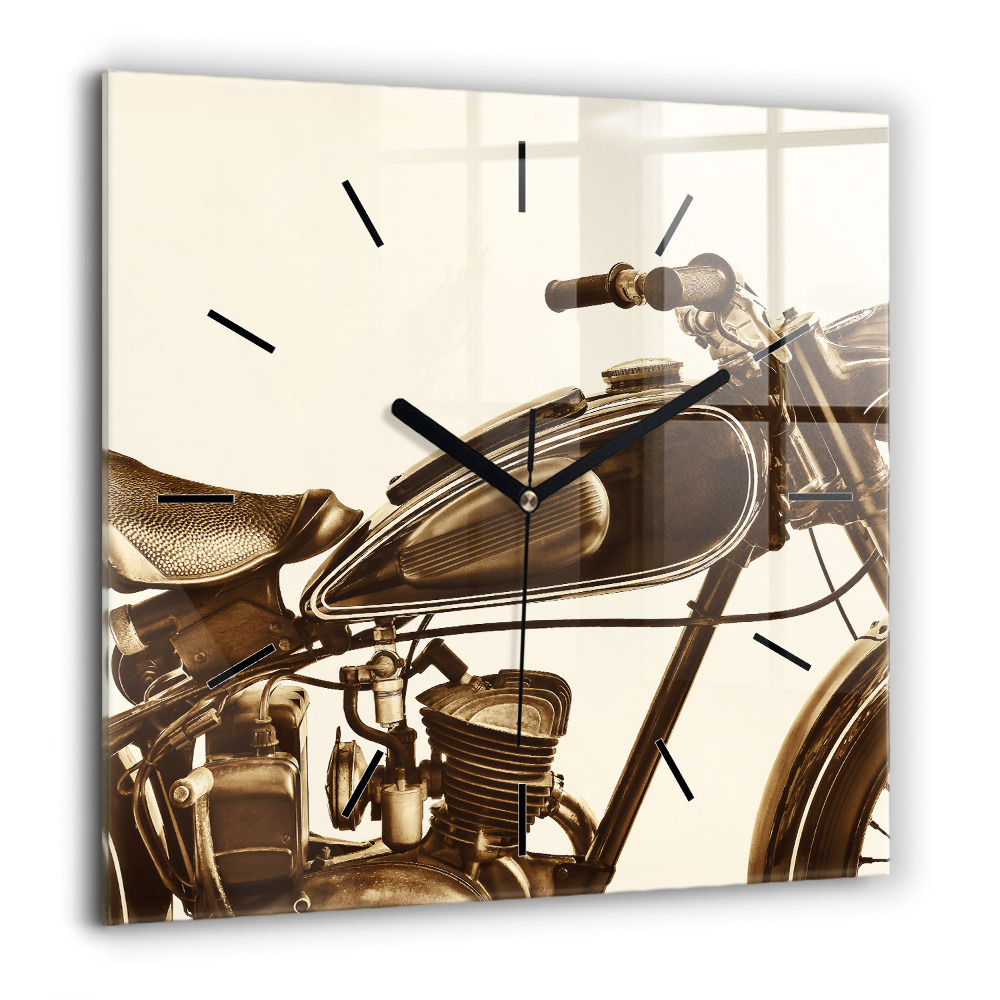 Szögletes fali üvegóra 60x60 Szepia motorkerékpár Szüreti