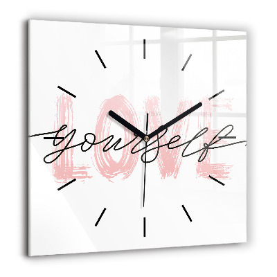 Négyzetes üvegóra 60x60 Szeresd magad felirat