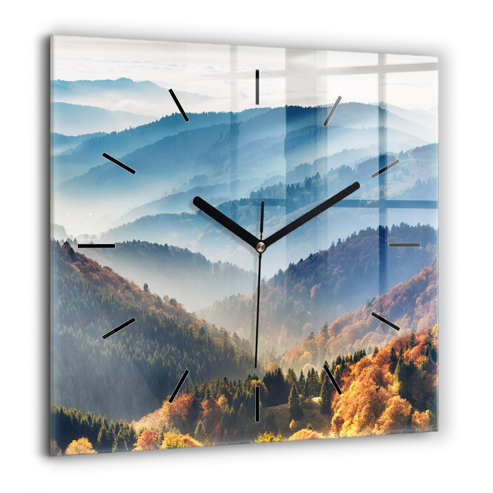 Négyzetes üvegóra 60x60 Hegyi táj