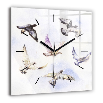 Négyzetes üvegóra 60x60 Repülő madarak