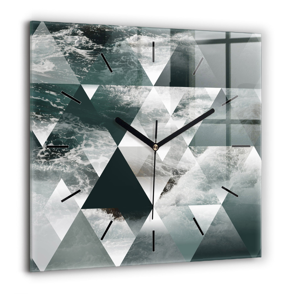 Négyzet alakú üvegóra 60x60 Absztrakt tengeri hullámok