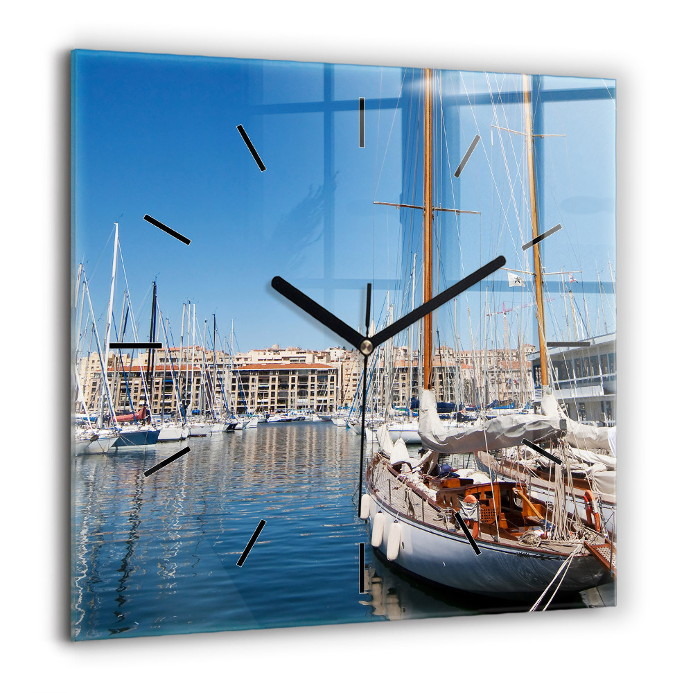Szögletes üvegóra 60x60 Marseille kikötő Franciaország