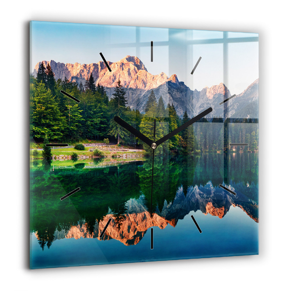 Négyzetes üvegóra 60x60 Tavas táj