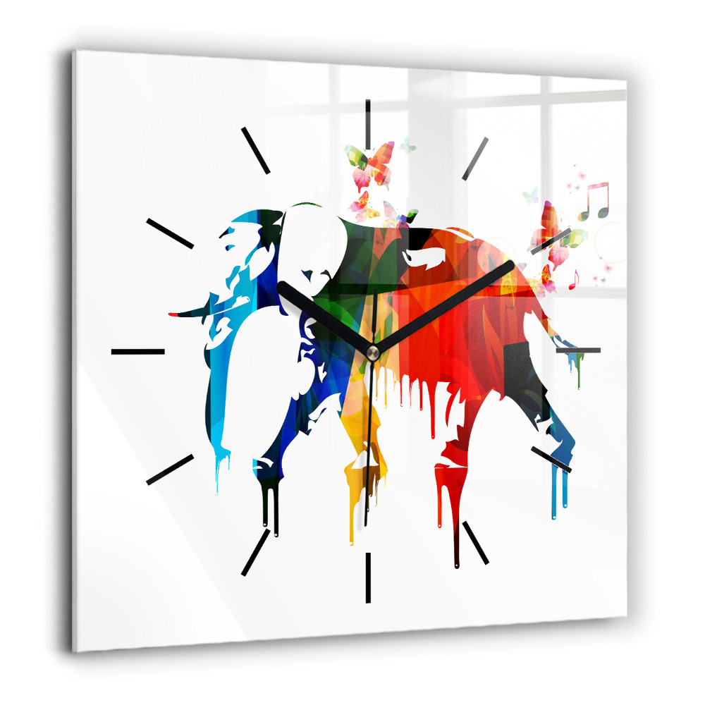 Szögletes fali üvegóra 60x60 Színes festett elefánt