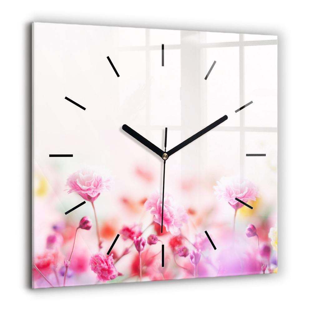 Négyzetes üvegóra 60x60 Virágok a réten