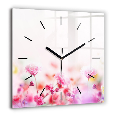 Négyzetes üvegóra 60x60 Virágok a réten