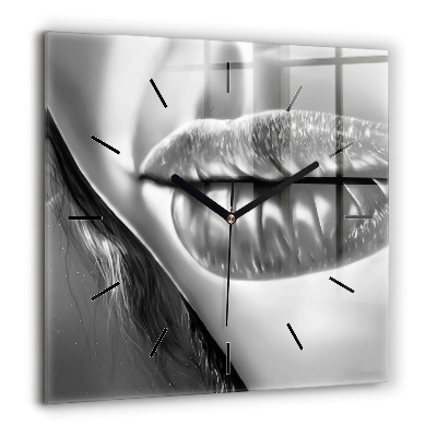 Négyzetes üvegóra 60x60 Egy nő szája
