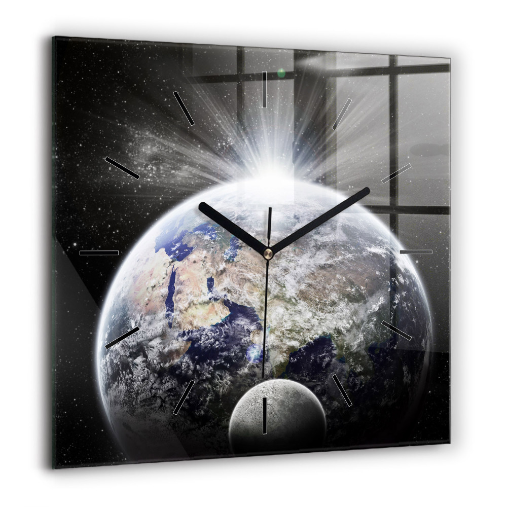 Szögletes üvegóra 60x60 Föld Hold Nap