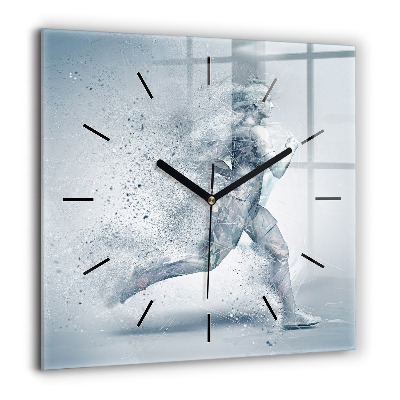 Négyzetes üvegóra 60x60 Futó ember